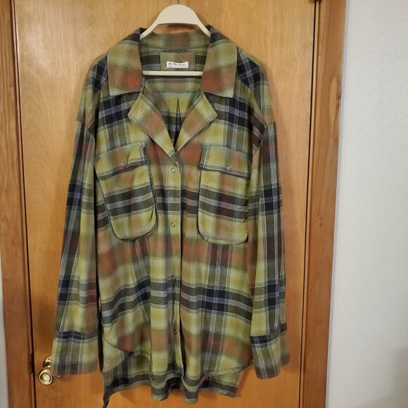 Free People Izzie Cargo Shirt Womens XL Olive Combo Oversized - Picture 2 of 5